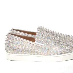 Christian Louboutin White Ab/Clear Ab Roller Boat Woman Flat Sneakers