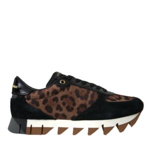 Dolce & Gabbana Black Brown Leopard Low Top Leather Sneakers Sko