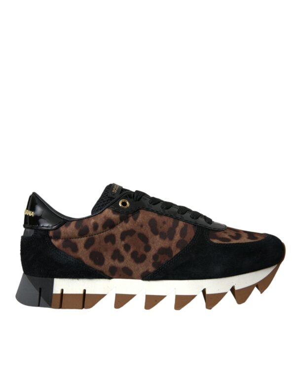 Dolce & Gabbana Black Brown Leopard Low Top Leather Sneakers Sko