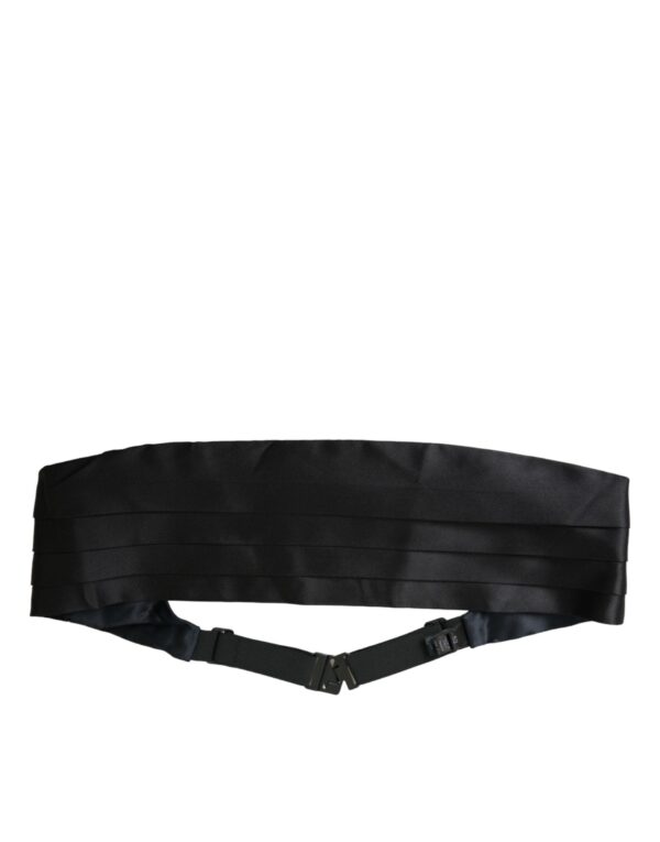 Dolce & Gabbana Black Herre Wide Waist Silk Belt Cummerbund