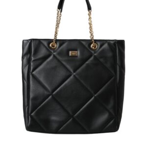 Dolce & Gabbana Black Leather JUNGLE Quilted Shopping Tote Bag