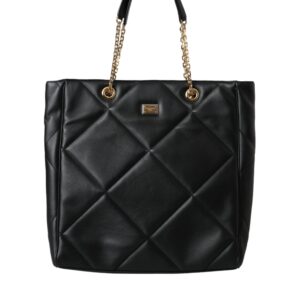 Dolce & Gabbana Black Leather JUNGLE Quilted Shopping Tote Bag