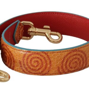 Dolce & Gabbana Orange Læder Swirl Print Taske Skulder Strap