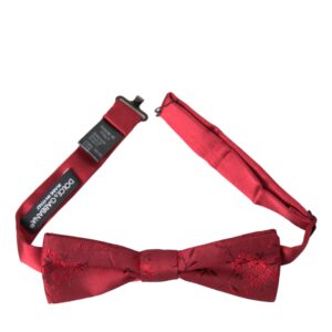 Dolce & Gabbana Red Brocade Silk Adjustable Neck Herre Bow Tie