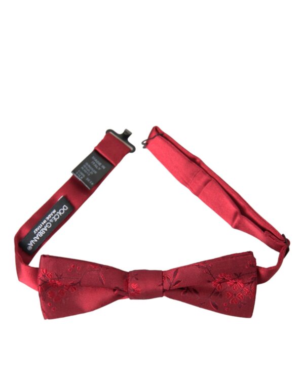 Dolce & Gabbana Red Brocade Silk Adjustable Neck Herre Bow Tie