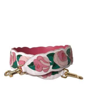 Dolce & Gabbana White Floral Leather Accessory Shoulder Strap