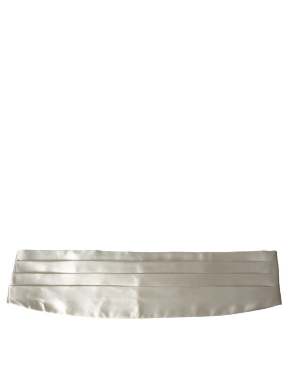 Dolce & Gabbana White Herre Wide Waist Silk Belt Cummerbund