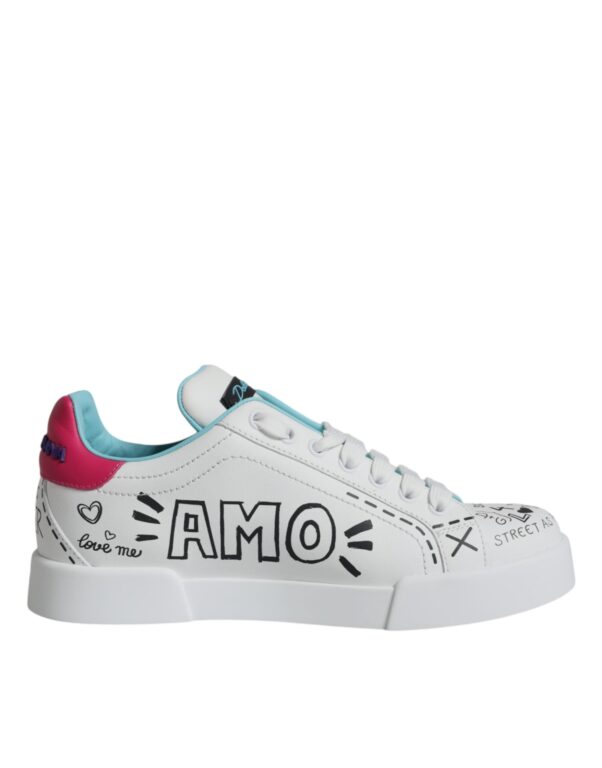 Dolce & Gabbana White Portofino Leather Low Top Sneakers Shoes