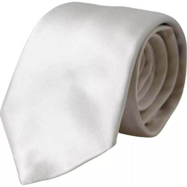 Dolce & Gabbana White Satin Silk Adjustable Herre Tie