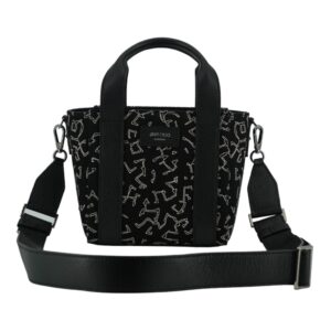 Jimmy Choo Black Leather and Canvas Small Tote Bag