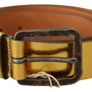 John Galliano Elegant Gold Genuine Leather Herre Belt