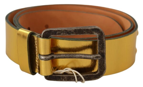 John Galliano Elegant Gold Genuine Leather Herre Belt