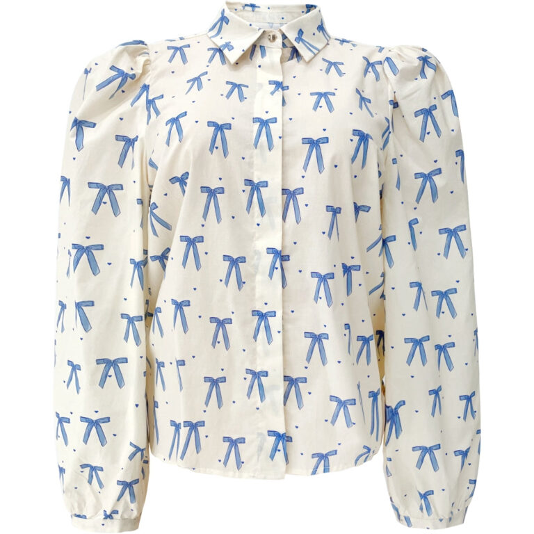 LIBERTE dame bluse FLORA - CREME BLUE BOW HEARTS
