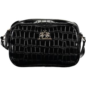 La Martina Elegant Adjustable Black Shoulder Bag