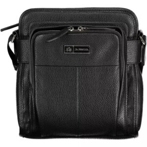 La Martina Sleek Black Shoulder Bag with Contrast Details