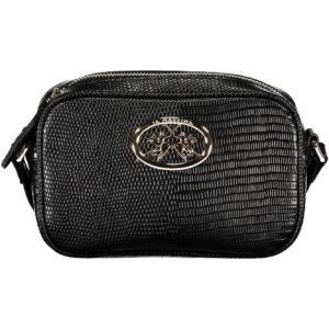 La Martina Sleek Black Shoulder Bag with Contrasting Details