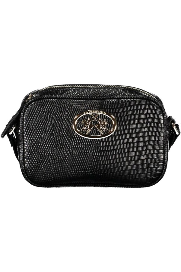 La Martina Sleek Black Shoulder Bag with Contrasting Details