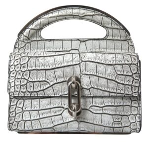 Metallic Silver Alligator Leather Mini Bag