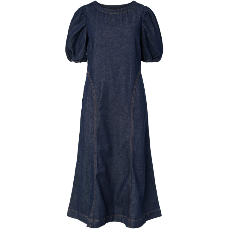 PIECES dame kjole PCPAM - Dark Blue Denim Rinse