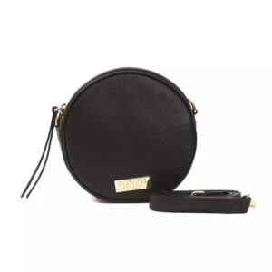 Pompei Donatella Black Leather Dame Crossbody Bag