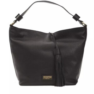 Pompei Donatella Black Leather Dame Shoulder Bag