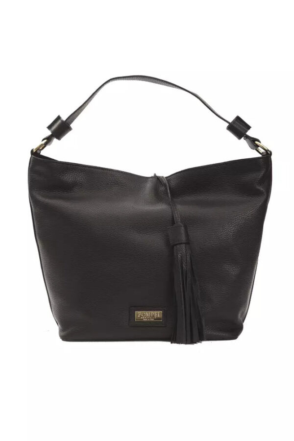 Pompei Donatella Black Leather Dame Shoulder Bag