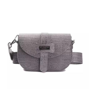 Pompei Donatella Gray Leather Dame Crossbody