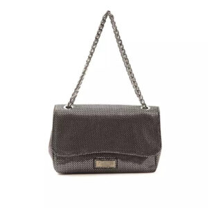 Pompei Donatella Gray Leather Dame Crossbody Bag