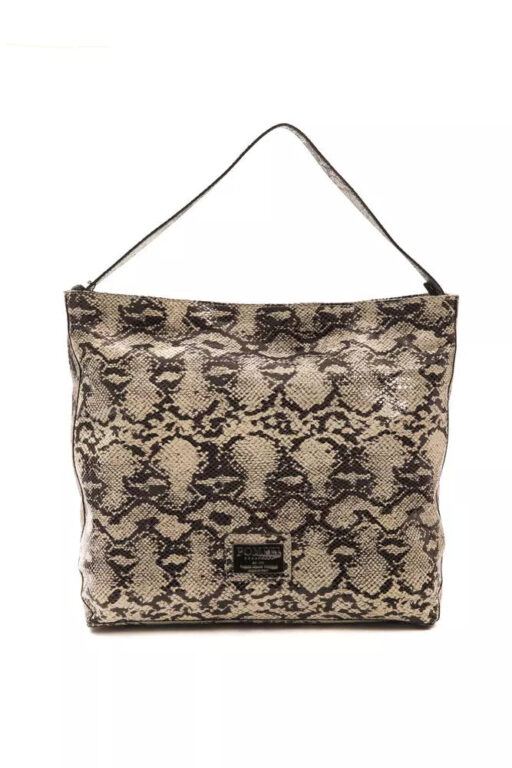 Pompei Donatella Gray Leather Dame Shoulder Bag