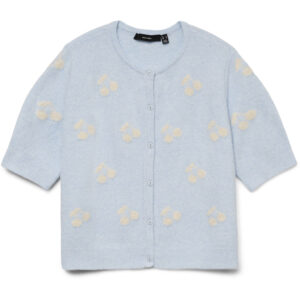 VERO MODA Dame Cardigan VMDoffy - Cashmere Blue W. WHITE CHERRIES