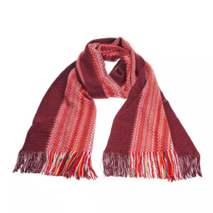 Vibrant Geometric Patterned Scarf with Fringes